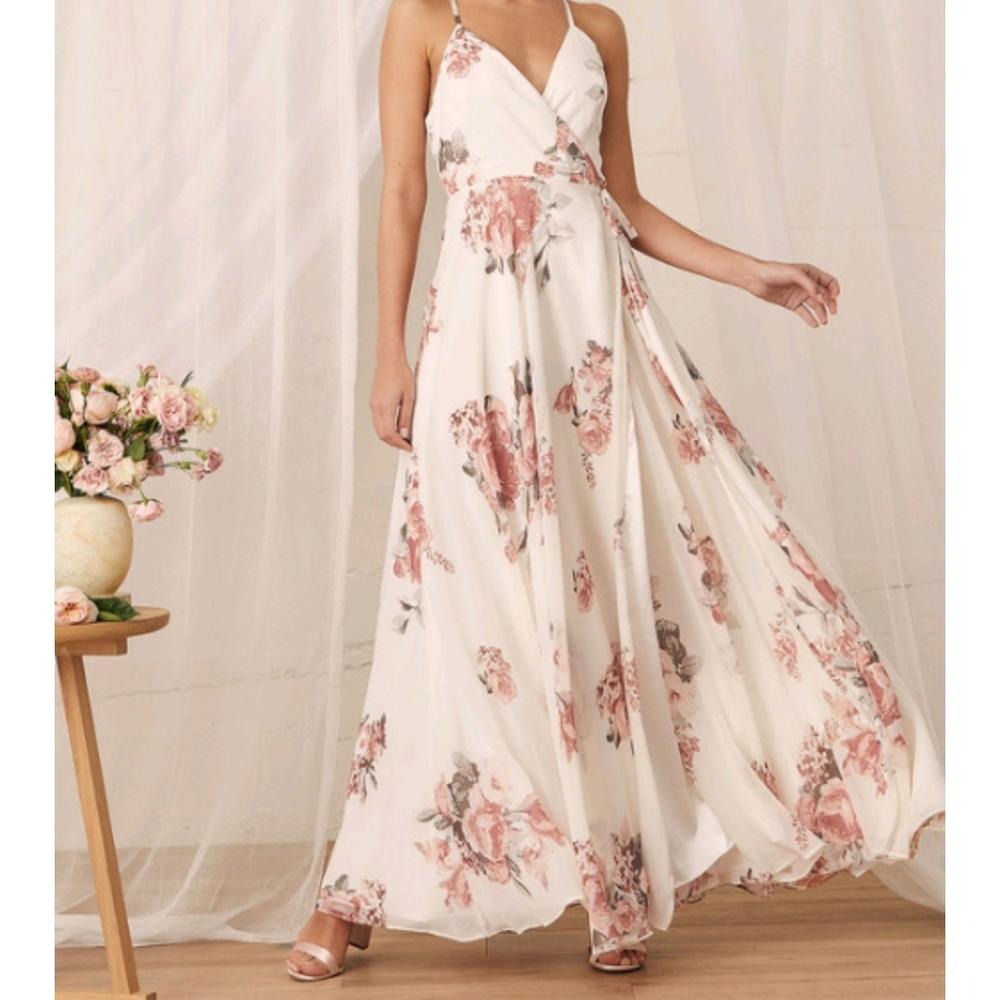 Lulu's Elegantly Inclined floral maxi dress